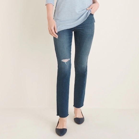 Chico's Denim - So Slimming Girlfriend Slim Leg Ankle Distressed Basic Denim Stretch Jeans